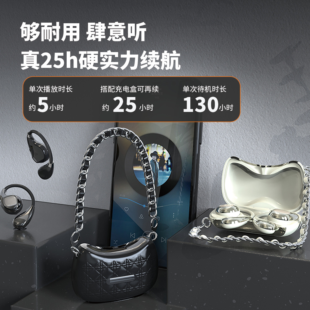 Strict small fragrance bag wireless Bluetooth earphone ear-hook non-in-ear open OWS bone conduction ultra-long battery life