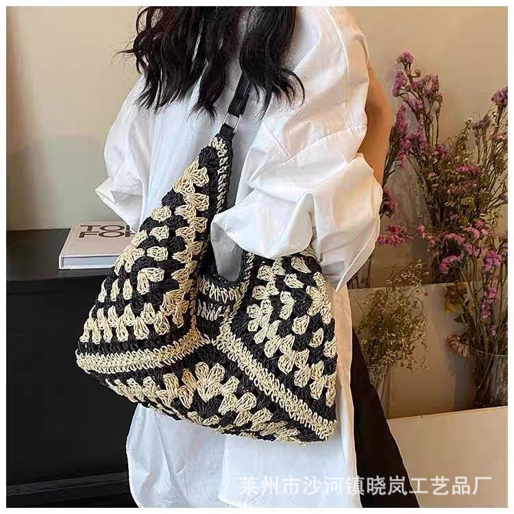 Fresh and sweet woven straw bag women's shoulder bag paper rope bag