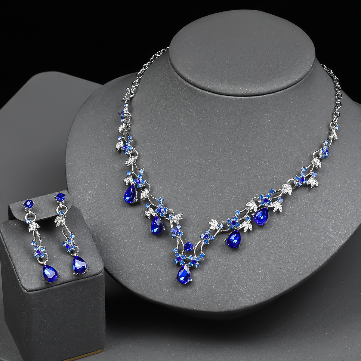 Bride Necklace Earring Set Women Crystal Jewelry Wedding Accessories Wedding Dress Matching