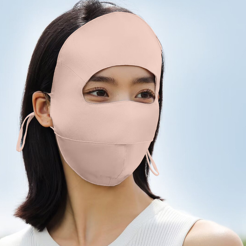 Real silk sunscreen face mask for women, summer anti-smudge makeup eye-protecting anti-ultraviolet three-dimensional face-slimming original yarn mask