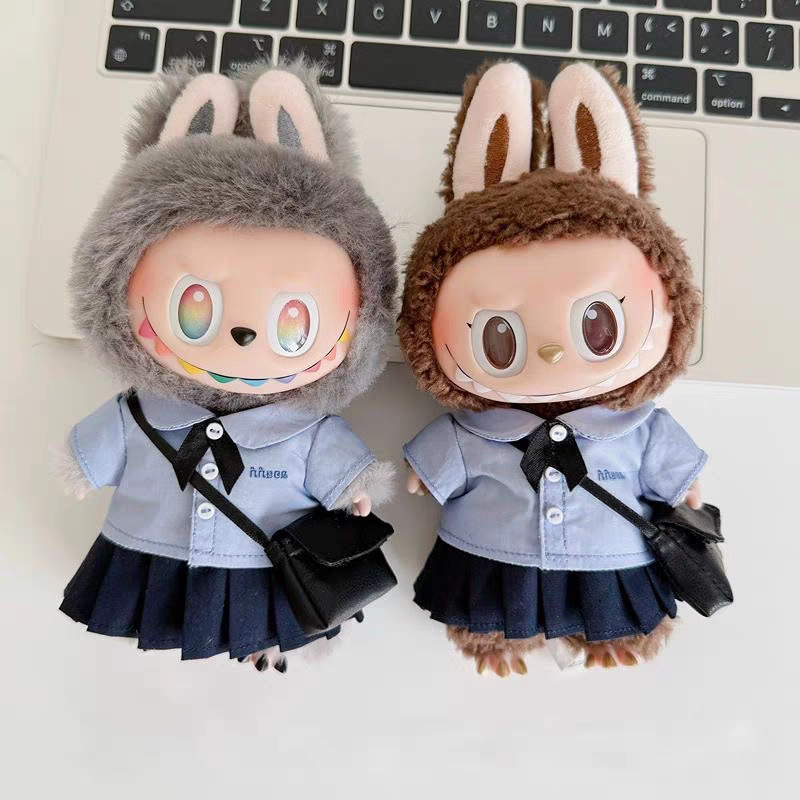 [Thai school uniform] Iabubu doll clothes Macaron 1st 2nd 3rd generation handmade cotton doll handmade shirt pleated skirt