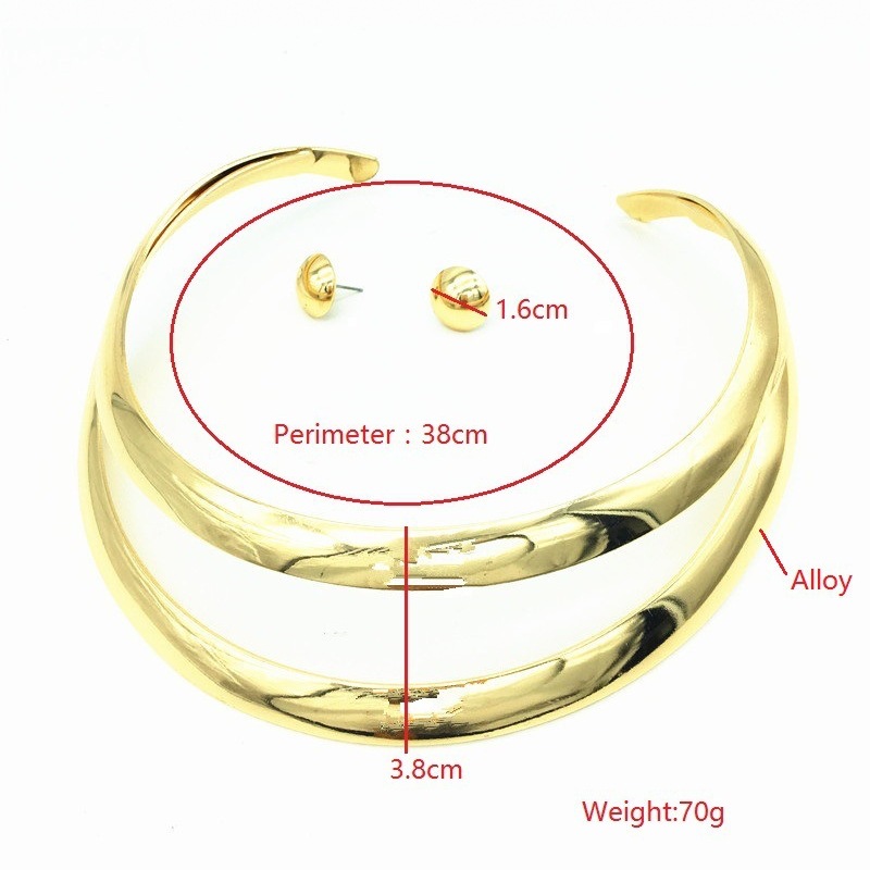 Simple double-layer hollow metal collar punk exaggerated neck ring necklace for women choker
