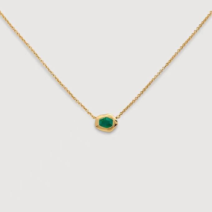 Monica Flowing Light Gemstone Necklace S925 Silver Gold-Plated Natural Agate Aquamarine Niche Necklace
