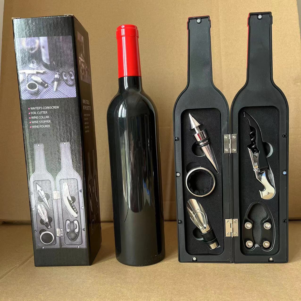 Red Wine Tool Red Head Matte Bright Large Wine Bottle Five-Piece Set Red Wine Tool Box Opener Wine