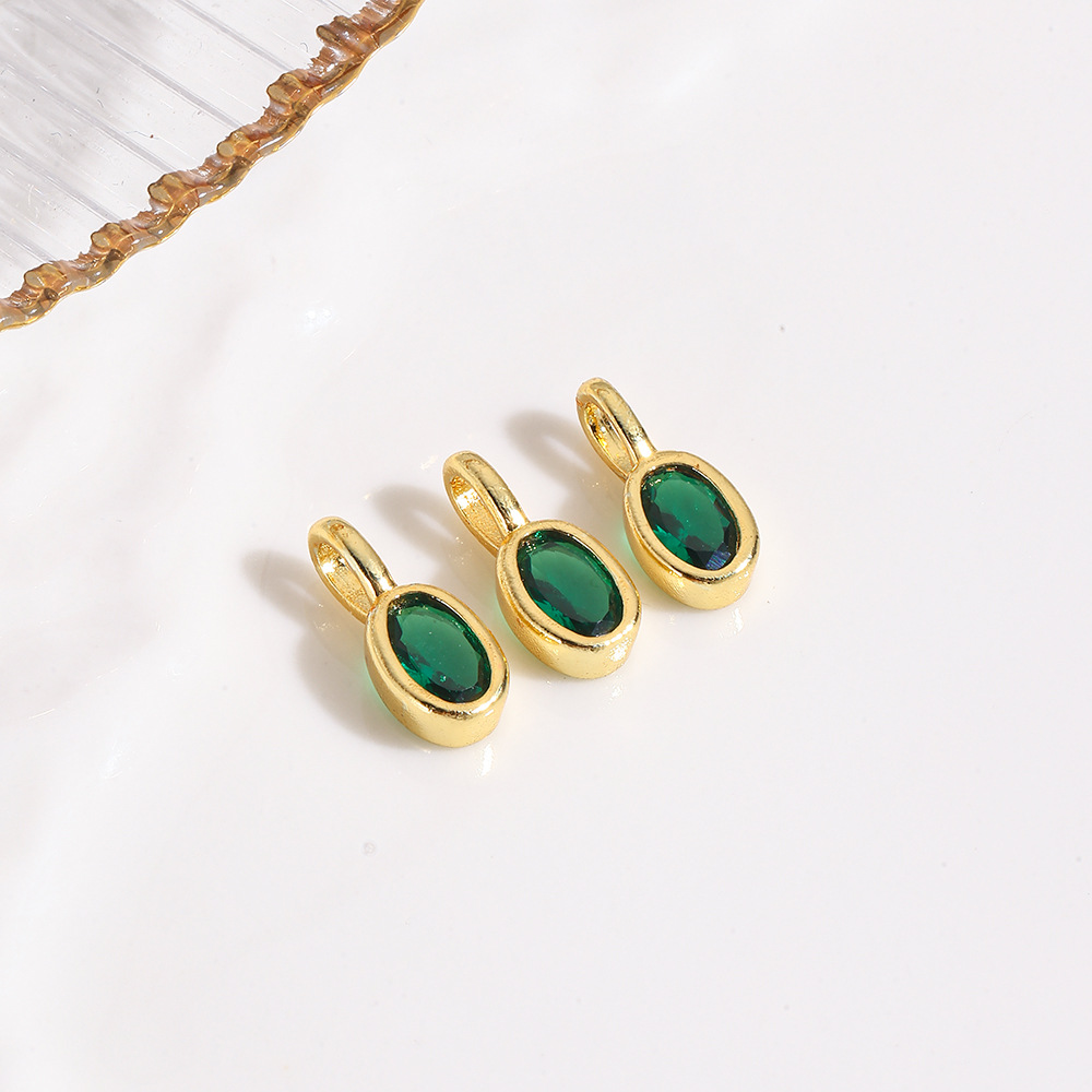 Fresh sweet geometric colored oval zircon small pendant, bracelet necklace DIY jewelry pendant accessories production