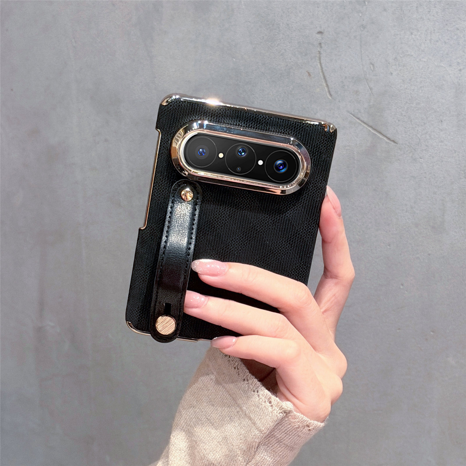 puraxmax phone case for Huawei handheld wrist strap folding screen protective case magnetic dual-axis hinge shell