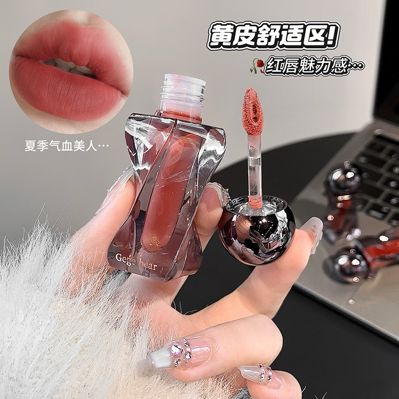 Gege Bear Soft Light Mousse Lip Mud Velvet Soft Matte Matte Autumn and Winter Atmosphere Whitening Lip Glaze Cross-Border Beauty Makeup
