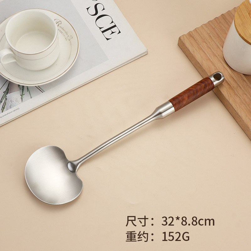 Stainless Steel Spatula Home Kitchen Mushroom Spatula Frying Pan Spatula Long Handle Anti-Scald High Temperature Resistant Cooking Spoon Kitchen Utensils