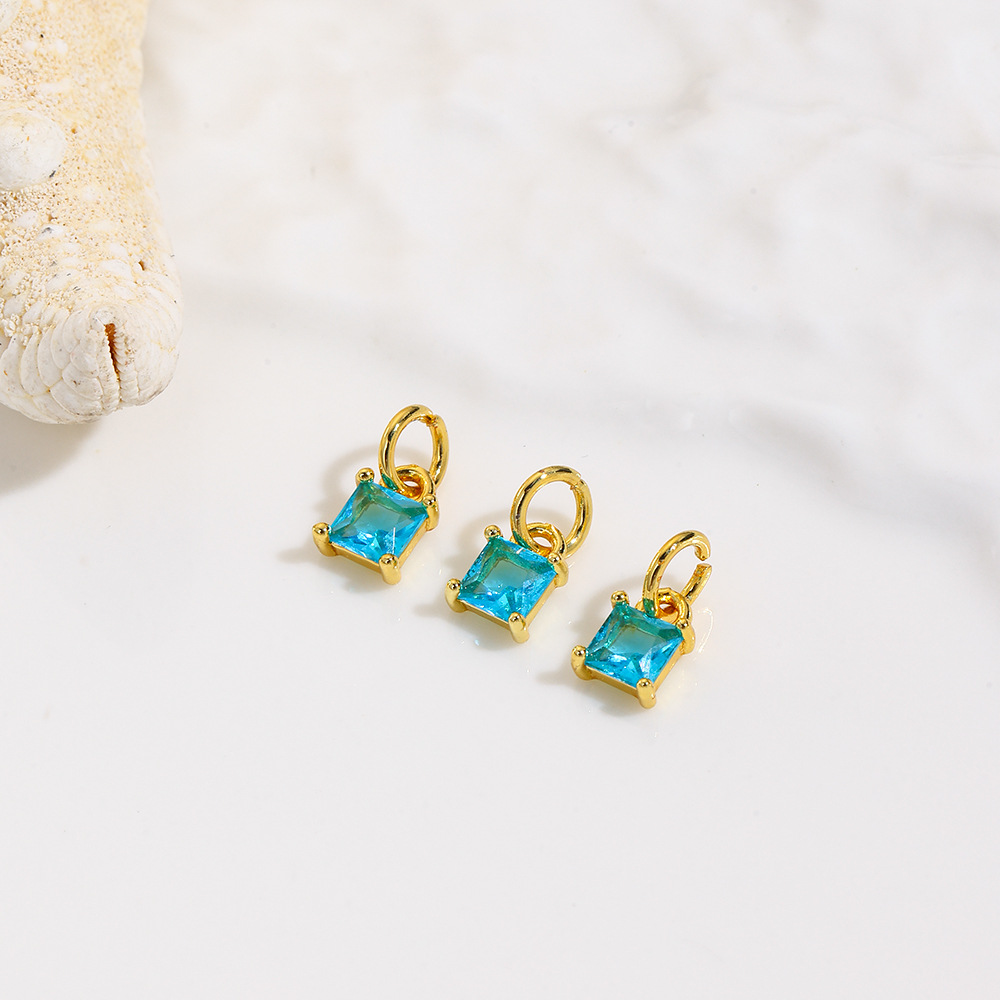 Niche geometric square colored zircon small pendant, DIY bracelet necklace earring accessories materials jewelry
