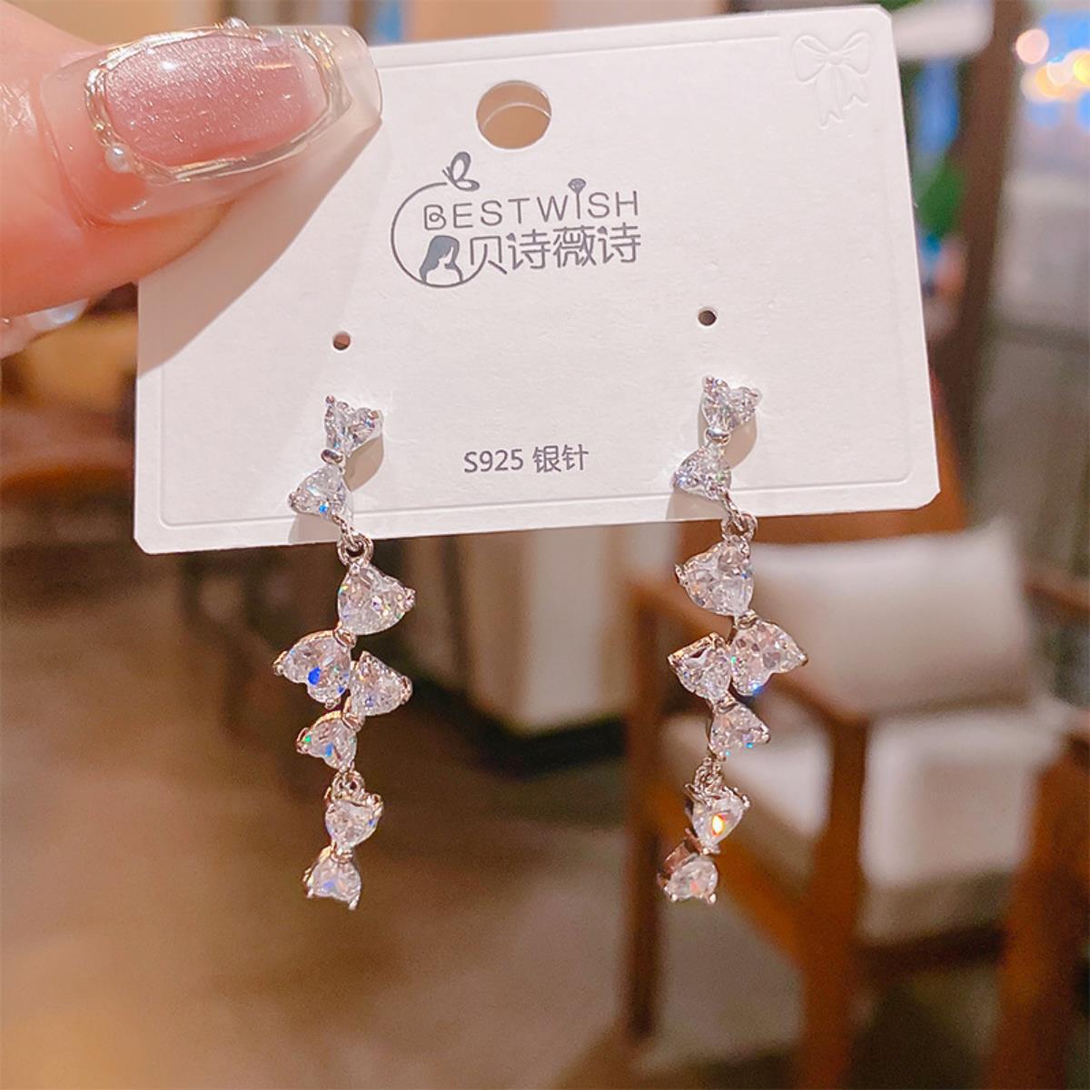 [Cost-effective collection 2] Real gold electroplated zircon silver needle earrings, wind quality earring accessories