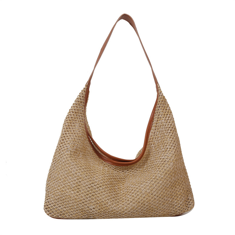 Straw woven large capacity casual bag 2026 summer woven single shoulder underarm bag tote bag