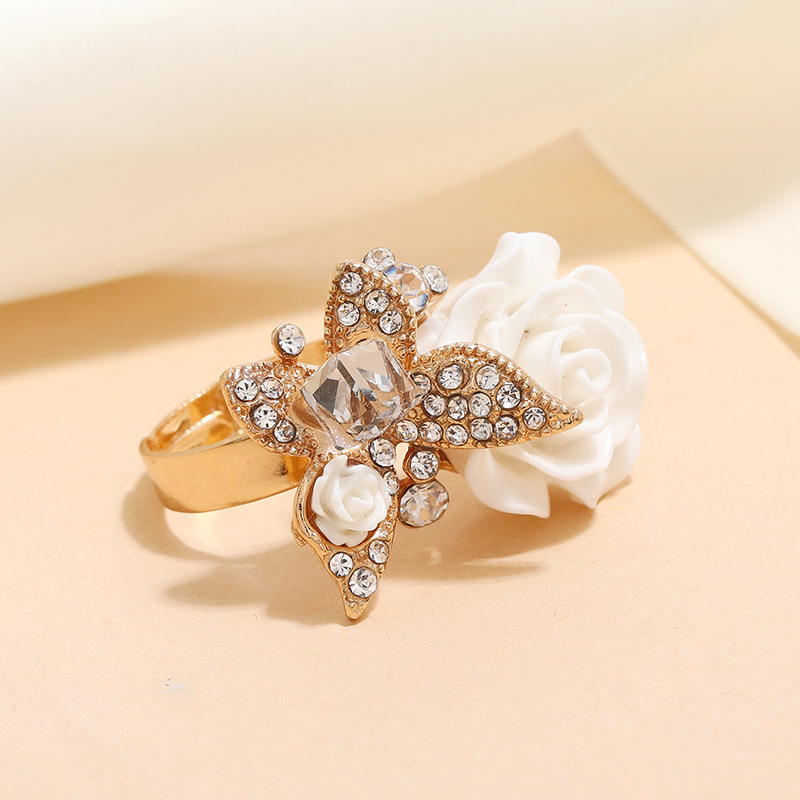 High-quality rose ring ethnic style butterfly ring Bohemian alloy jewelry