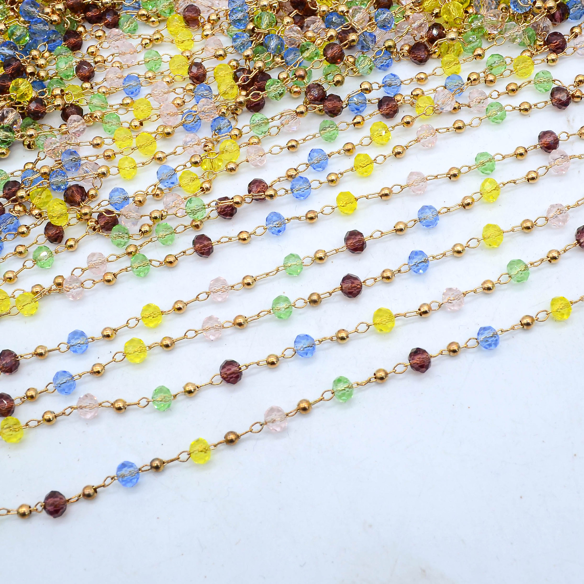 DIY Jewelry Accessories Pure Copper Electroplated Mixed Color Crystal Handmade Chain Necklace Hairpin Clothing Material