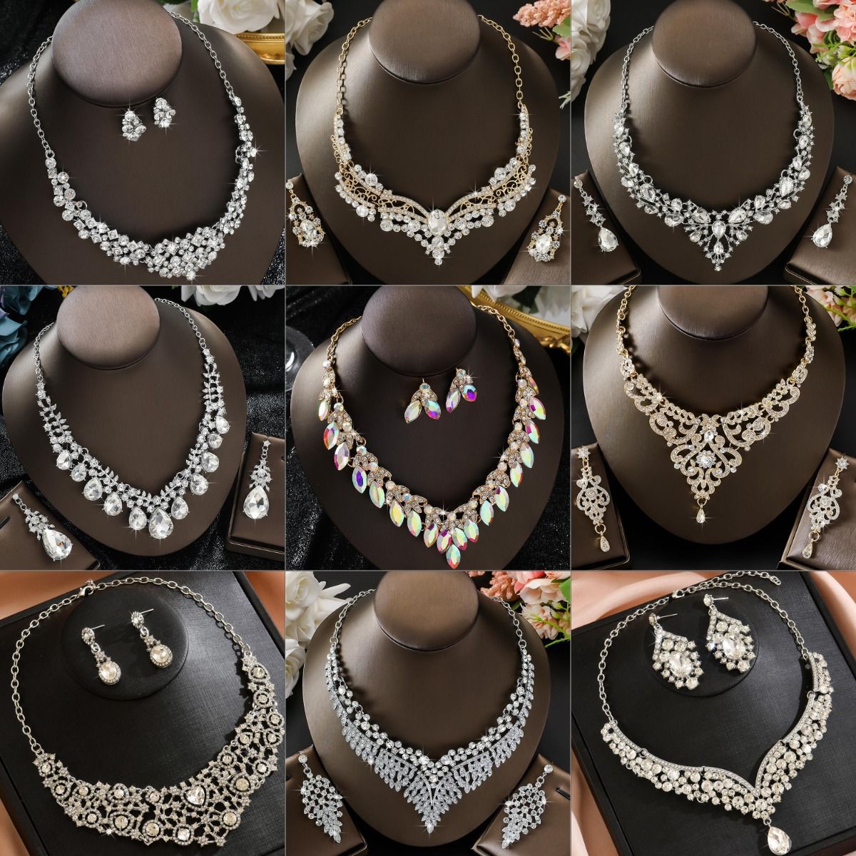 Collection】 Elegant Jewelry Set Bride Wedding Evening Dress Party Accessories