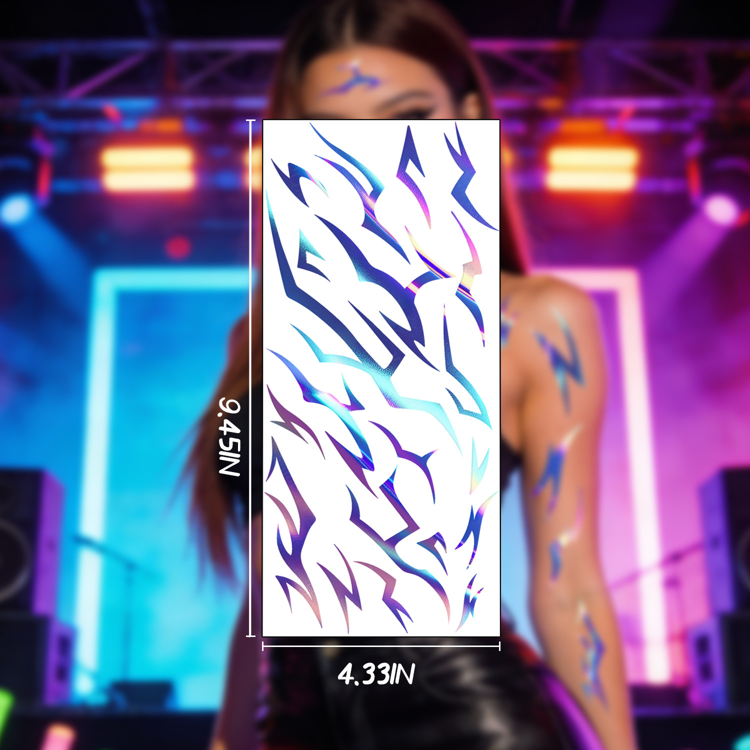 New Anime Laser Lightning Sticker Huntress Girl Group Purple Makeup Tattoo Sticker Demon Boy Band Full Body