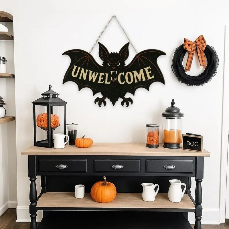 New Halloween Bat Halloween Wooden Hanging Ornament Wall Door Party Scene Layout Decoration