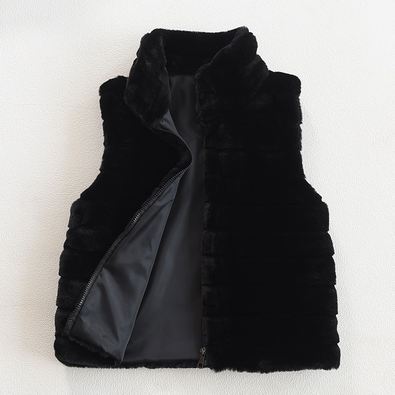 Autumn and Winter New Vest Faux Fur Vest Lady Stand Collar Faux Fur Coat Lady Vest Coat