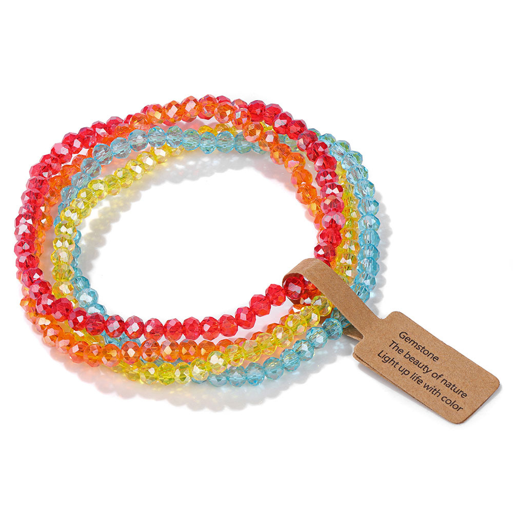 Color-coated glass four-piece bracelet set for best friends, gift label set hand jewelry