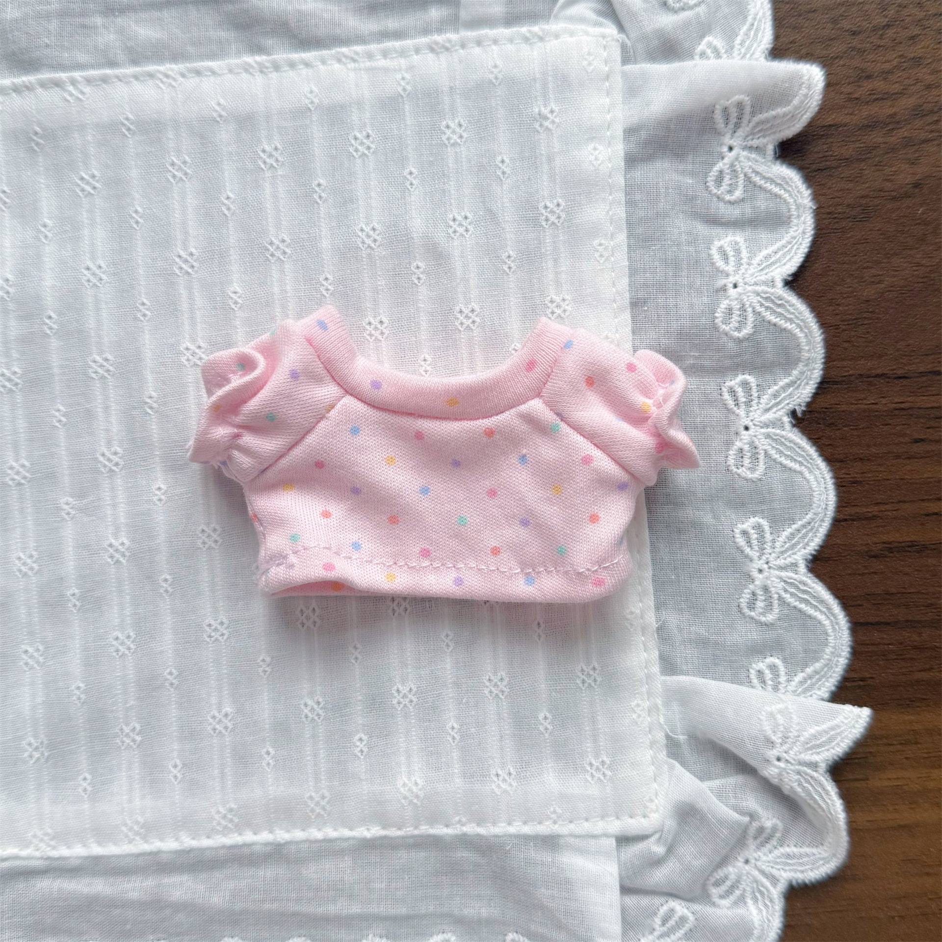 New Labubu doll clothes plush elastic polka dot T-shirt crying baby Nyota denim skirt doll replacement clothes