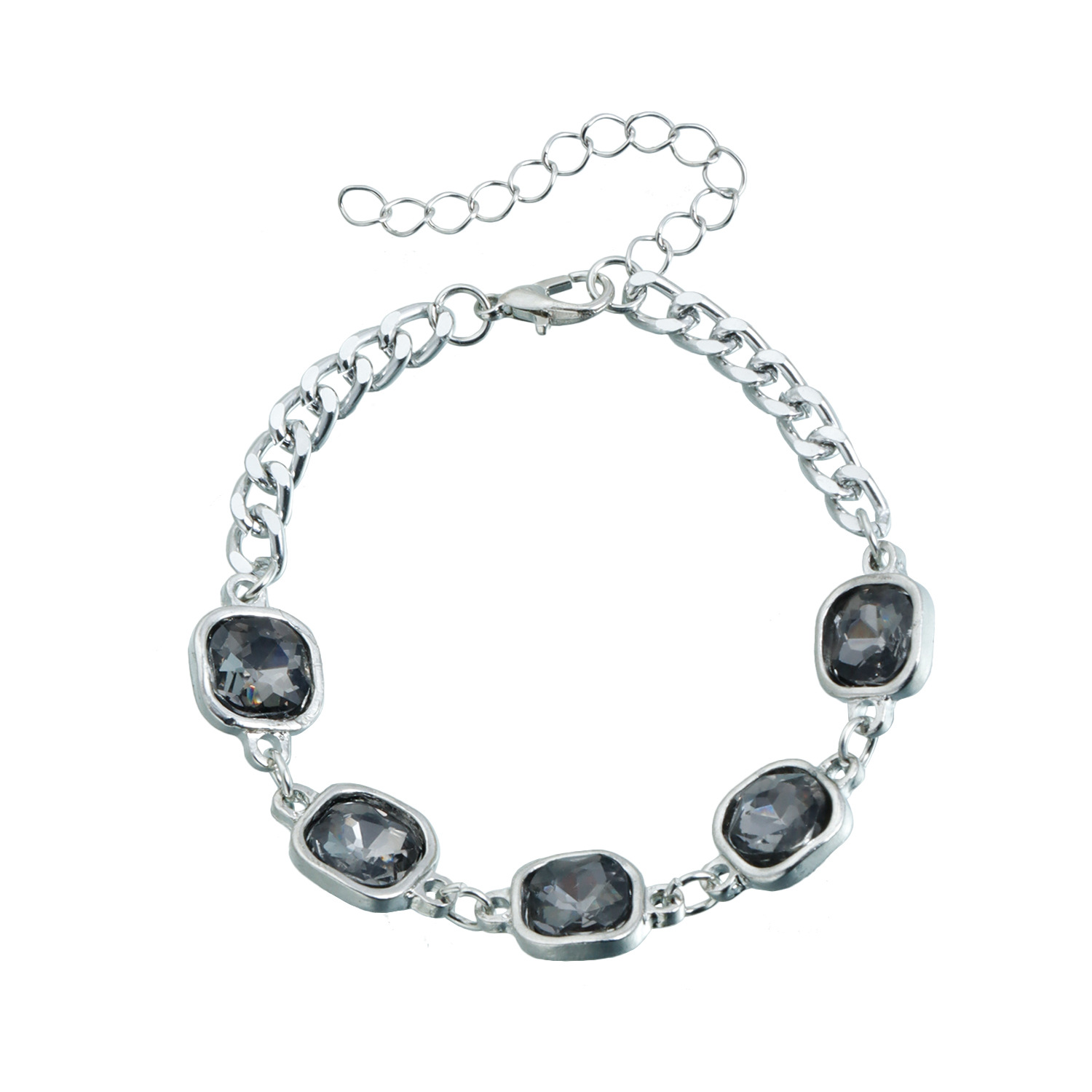 Accessories Geometric Black Diamond Gemstone Necklace Earrings Three-piece Set Wind Evening Dress Necklace