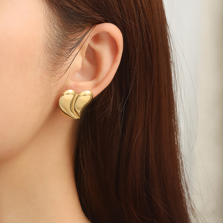 Stainless steel earrings for women, plated 18K two-tone ear clips, multi-layer ear accessories