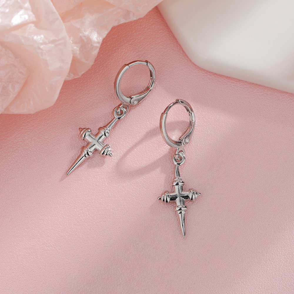 Long Cross Ear Cuff Live Streaming Unisex Earring Hoop Unique Earring Punk Style