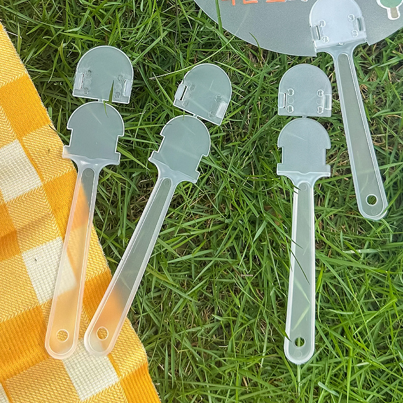 Mini fan handle fan handle kindergarten round fan DIY transparent plastic handle graffiti advertising fan fan handle accessories