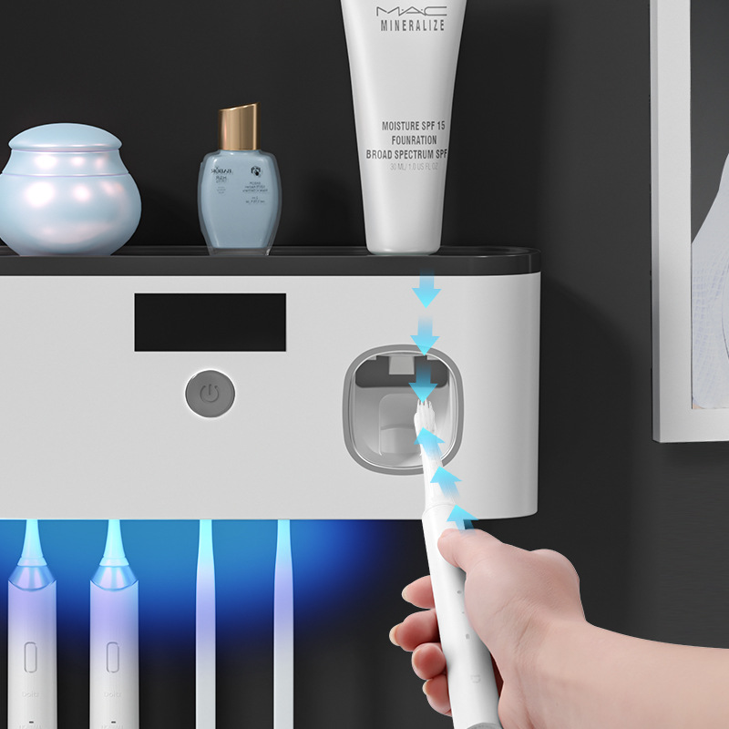 No-drill toothbrush holder bathroom UV sterilization toothbrush sterilizer electric toothbrush storage rack