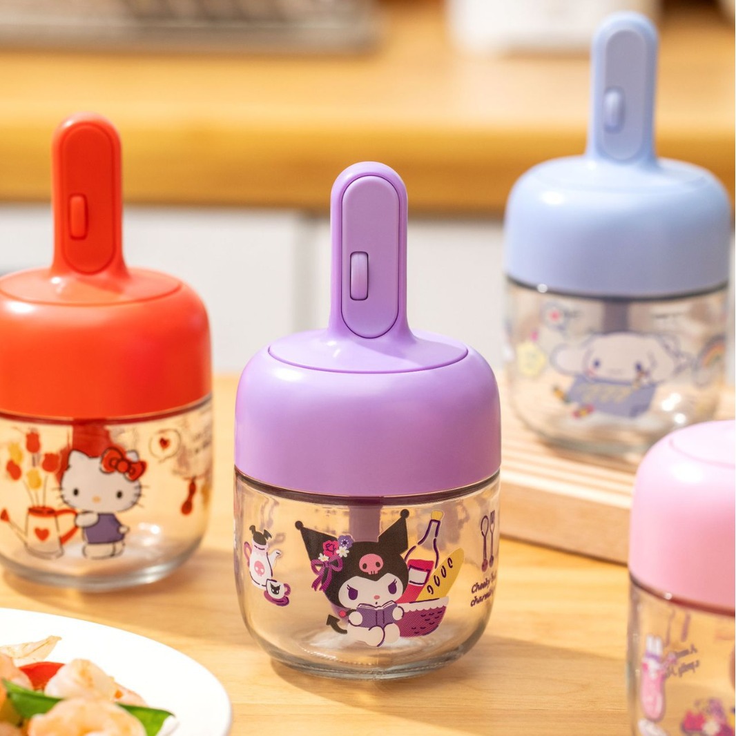 Sanrio Seasoning Jar Official Rolling Retractable Salt Jar Cartoon Kitchen Utensil Spoon Lid Integrated Sealed Cartoon KT Seasoning Jar