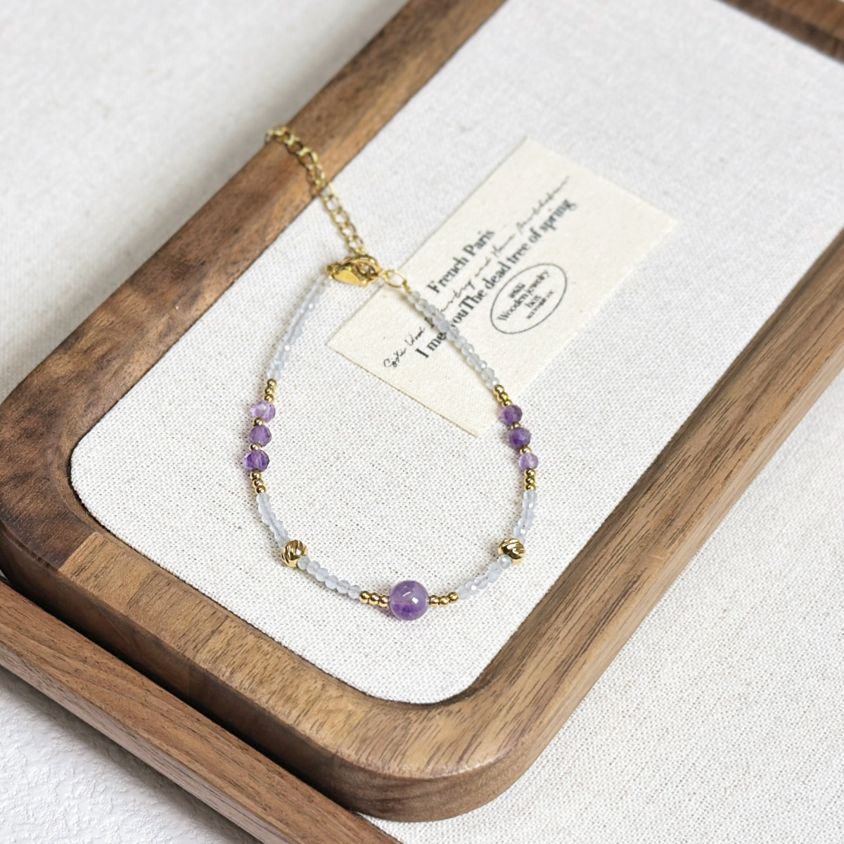Court Style Amethyst Beaded Necklace Forest Style Turquoise Freshwater Pearl Collarbone Chain Full Titanium Steel Necklace