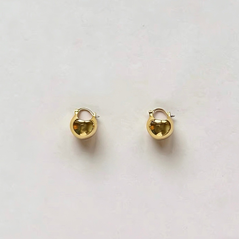 Fever smooth surface earrings for women, simple design gold and silver spherical ear clips