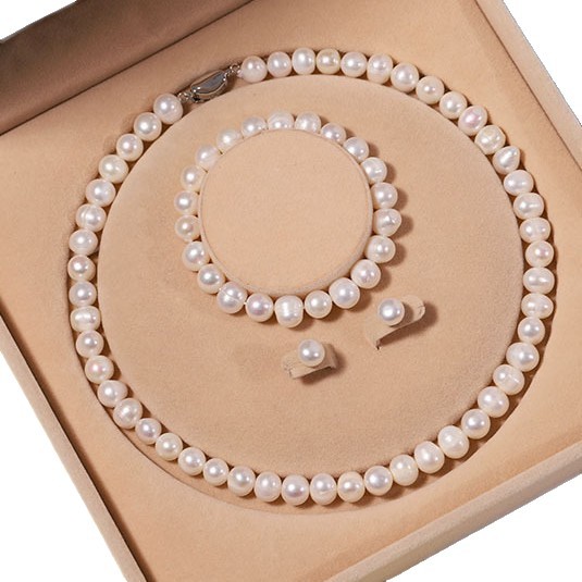 Zhuji Natural Freshwater Pearl Necklace for Women Real Pearl Set Clavicle Chain Mother's Day Gift