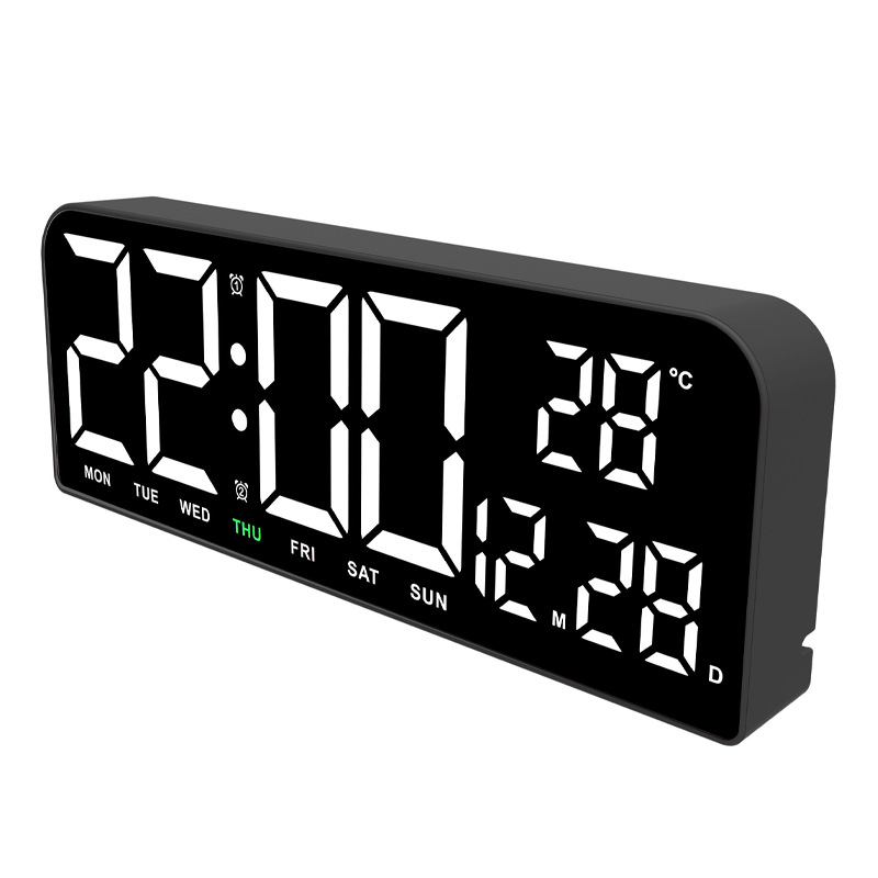 Color Screen Clock Simple LED Desk Clock Large Screen Wall Alarm Clock Multi-function Digital Clock Rectangular Large Font Clock