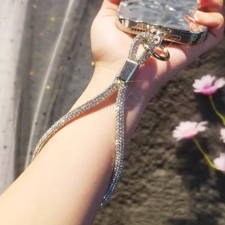 Mobile phone lanyard wrist chain luxury rhinestone pendant short lanyard phone chain