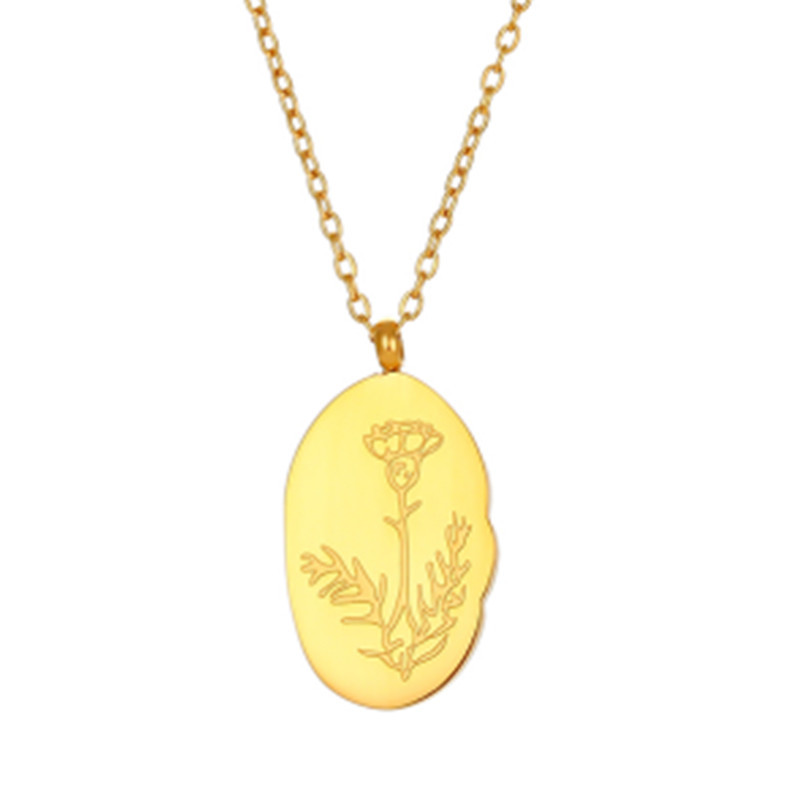 Stainless steel December flower irregular pendant necklace titanium steel December flower birth flower necklace month flower