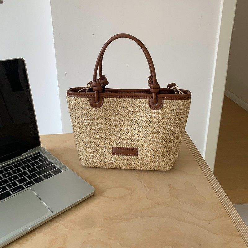 2025 Summer New Woven Bag Basket Bag Crossbody Bag Simple Bucket Bag Women