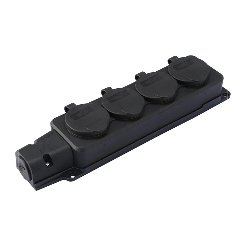 Black IP54 impact-resistant 16A wireless waterproof European standard power strip German waterproof power strip European standard junction board