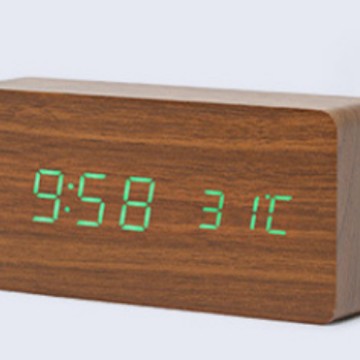 LED Wooden Clock Electronic Thermometer Voice Control LED Clock Digital Electronic Gift Clock Wooden Alarm Clock