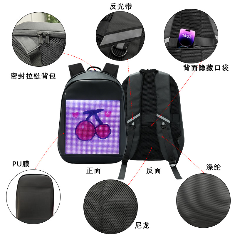 Newly Upgraded 4th-Generation Large-Screen LED Backpack App Bluetooth Advertising LED Display Backpack