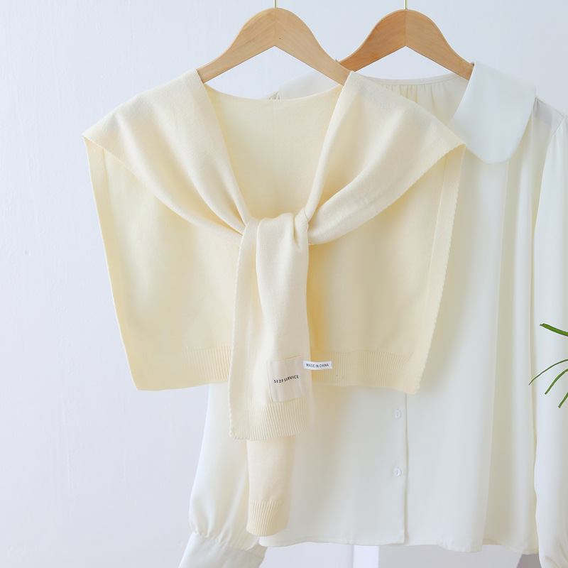 Knitted small shawl for women, spring/autumn/summer air-conditioned room neck protection cape, thin outerwear matching skirt shirt