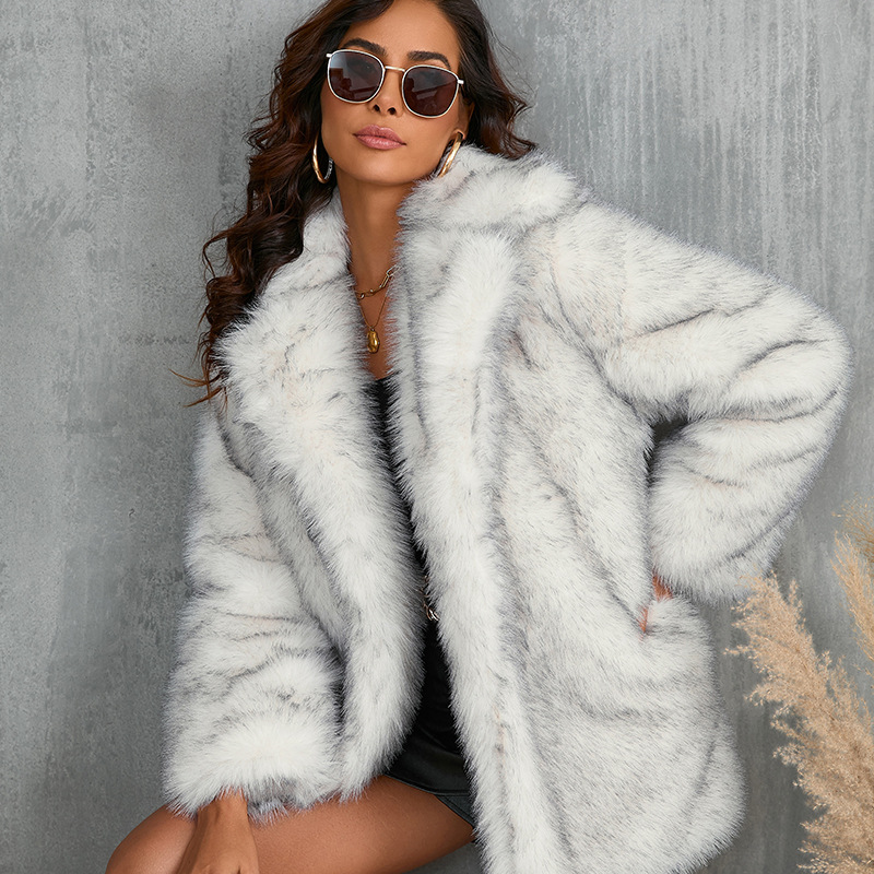 2024 autumn/winter women's toka fur collar jacket coat artificial fur faux fur coat