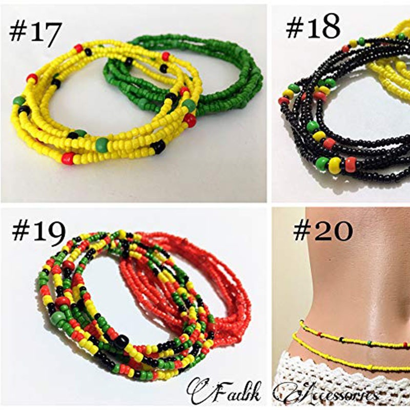 Beach Chain Double Chain 2-Piece Set Bikini Chain Belly Handmade Bead Waist Chain Jewelry Waist Bead Chain