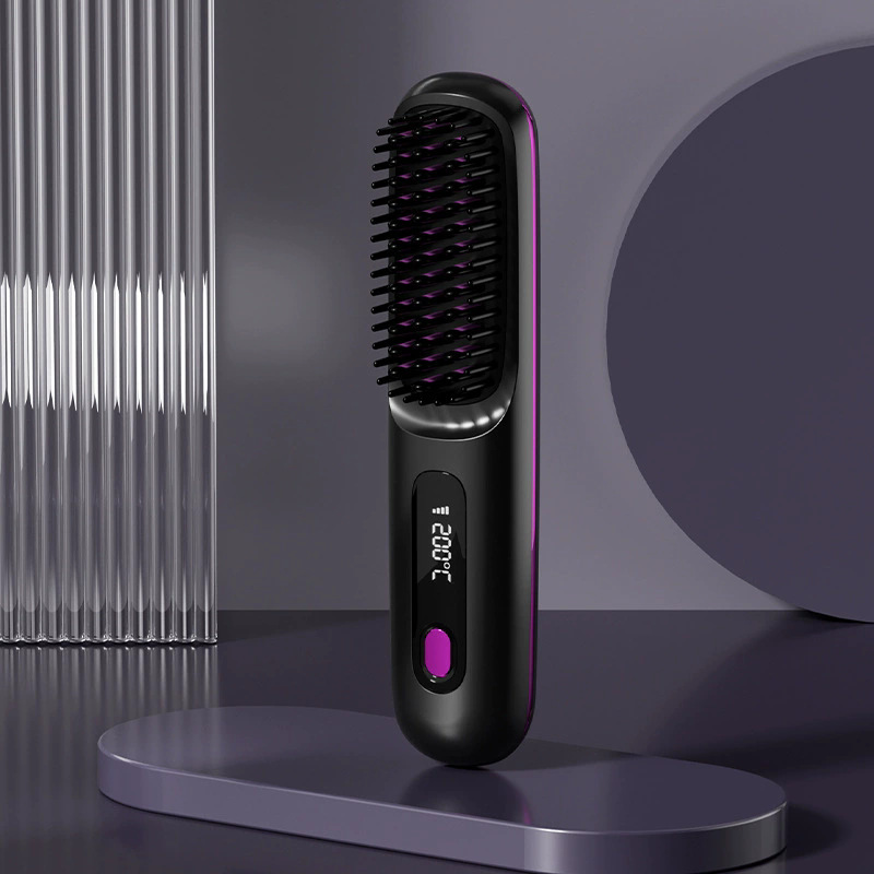 New straightening comb wireless straightener USB charging LCD ceramic straight and curl portable straightening curling comb