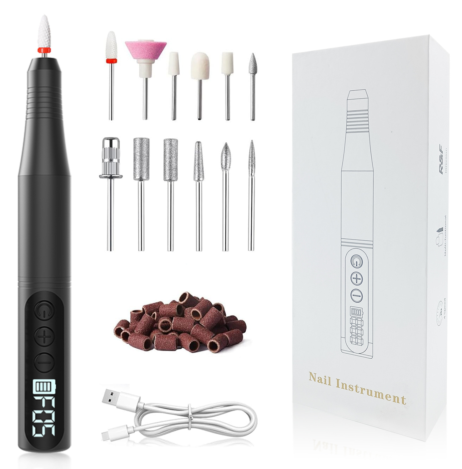Electric Nail Drill for Professional Use, Rechargeable Portable Pen-Style Nail File for Removing Dead Skin and Calluses