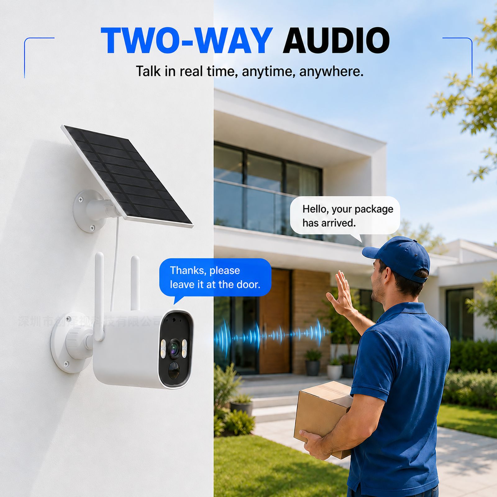Outdoor Surveillance Camera with Solar Panel Low Power Consumption Waterproof Wireless Intelligent iCSee Bullet Camera