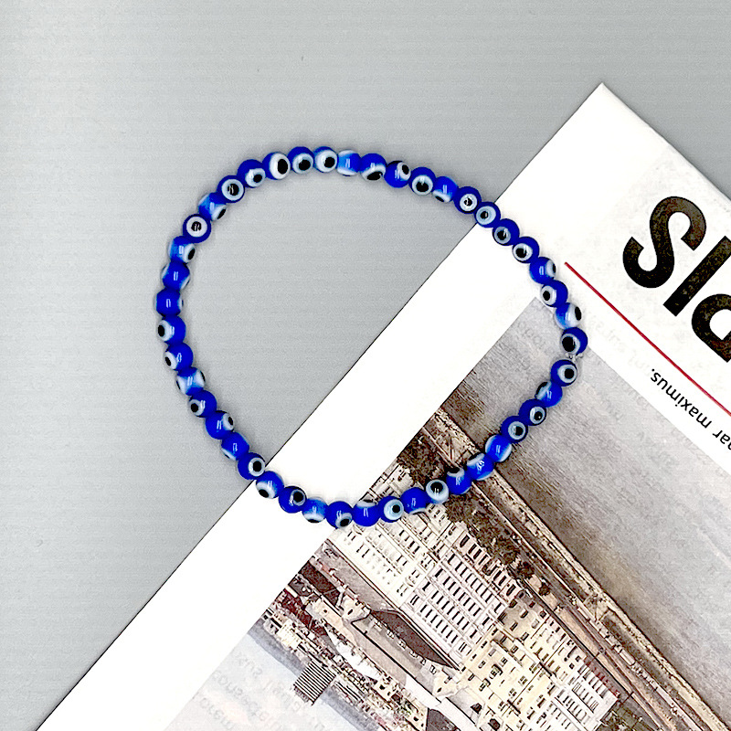 "Eye of the Devil" Glass Bead Stretch Bracelet—Handmade Beaded Jewelry