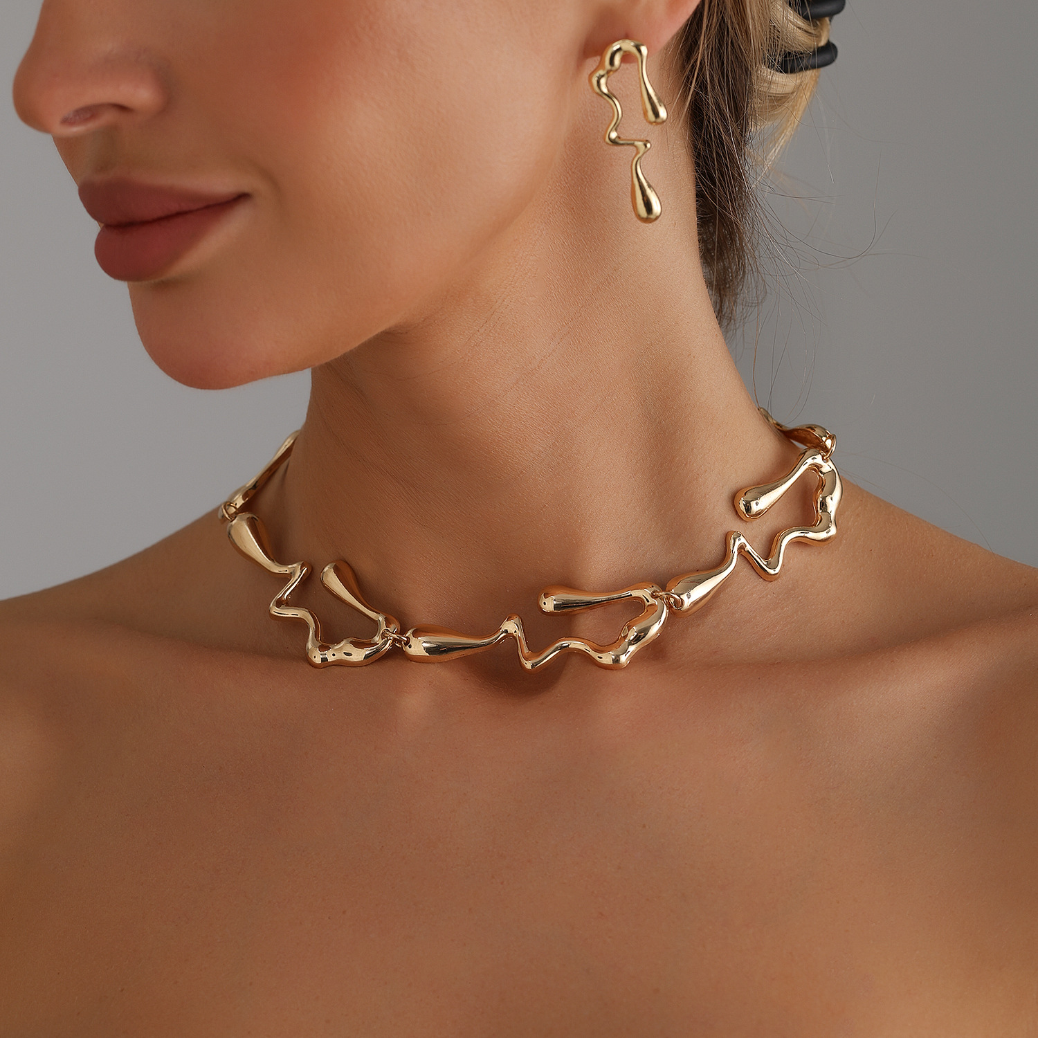 Accessories Irregular Necklace Set Lava Style Irregular Necklace and Earrings