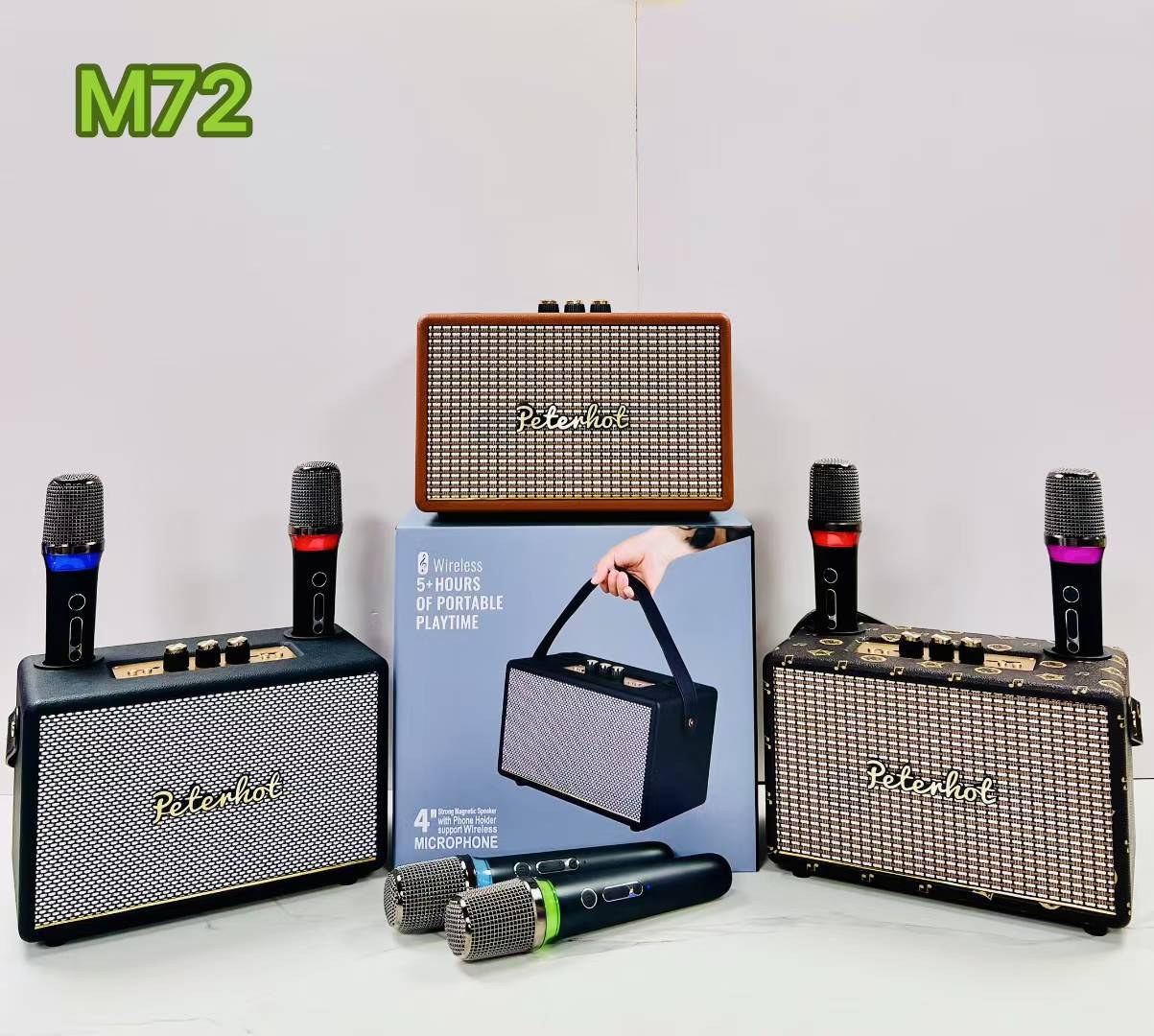 M72 Bluetooth Speaker Wooden Home Outdoor Portable Microphone Integrated K Song Audio 20W High Power