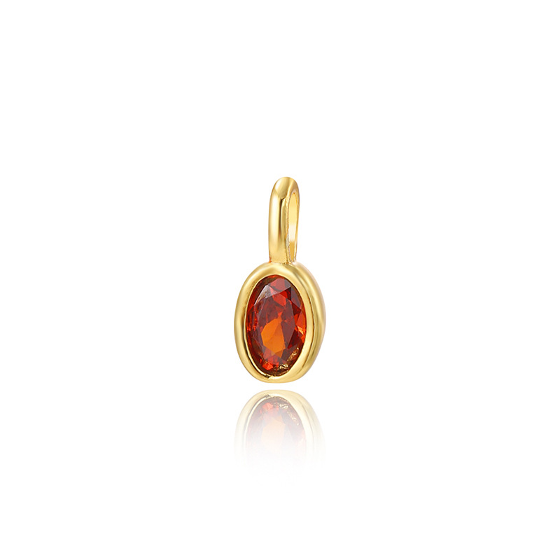 Fresh sweet geometric colored oval zircon small pendant, bracelet necklace DIY jewelry pendant accessories production