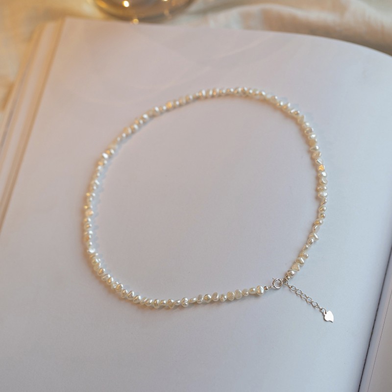 Natural baroque small irregular freshwater pearl necklace for women, elegant collarbone chain, neck chain